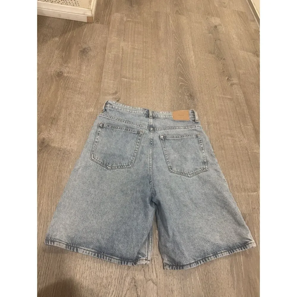 & DENIM Women High Waisted Denim Bermudas Shorts Size 8